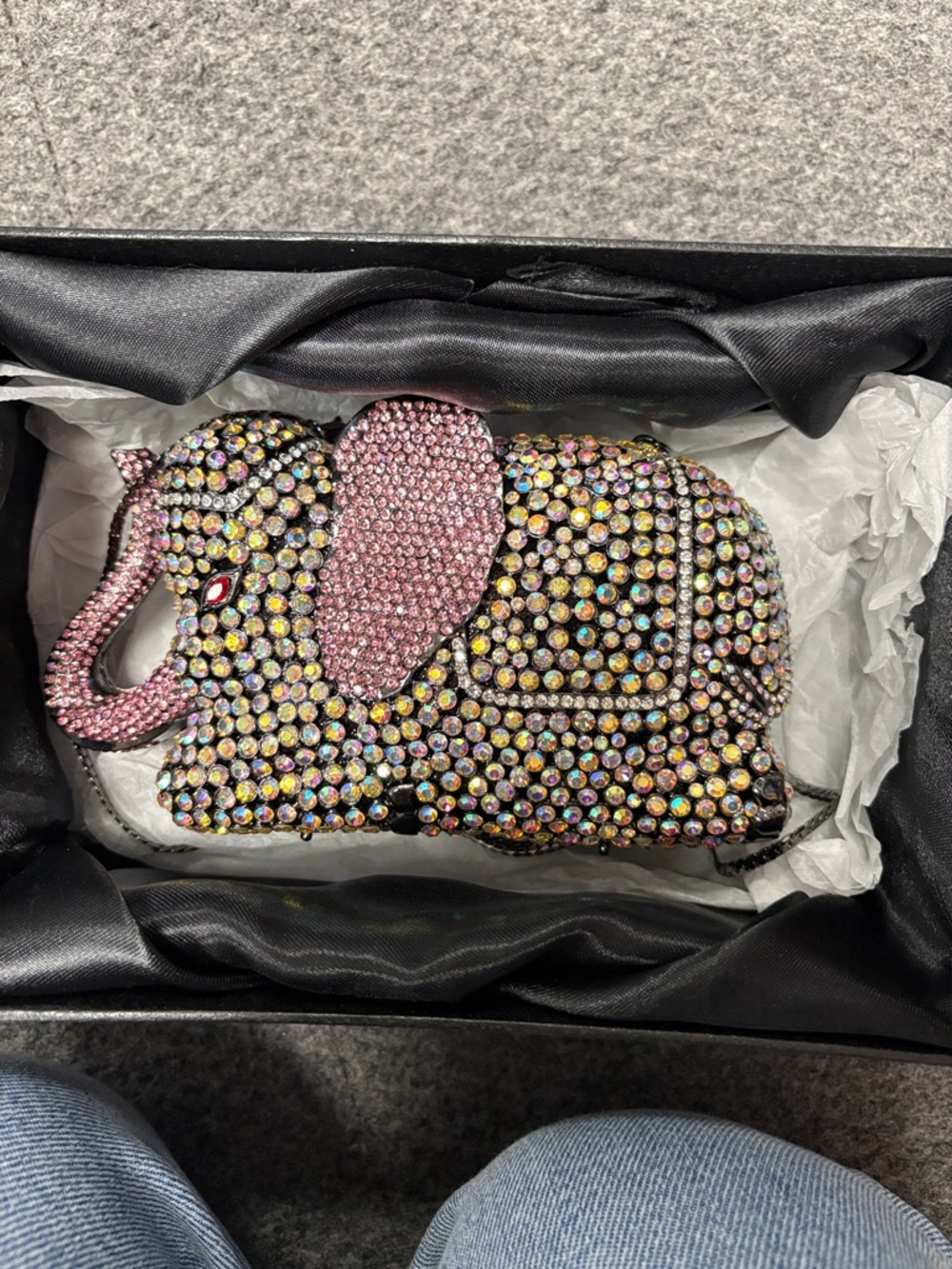 Crystal Elephant Mini Crossbody Bag in Pink and Multicolor